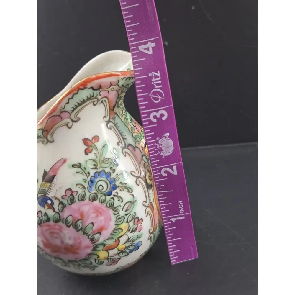 Vtg Chinese Export Famille Rose Medallion Porcelain Hand Painted Creamer Pitcher